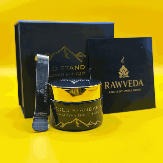 Himalayan Shilajit Resin, box, glass jar and spoon from Siachen Glacier